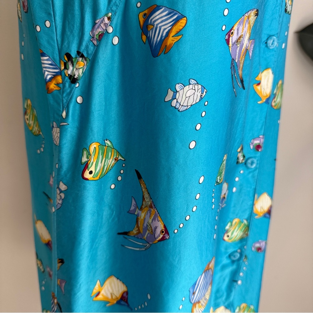 Vintage Silk Shades Fish Print Silk Nightgown S - Picture 5 of 8